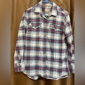 Ariat Men's Plaid Casual Button Down Shirt - Blue and Red